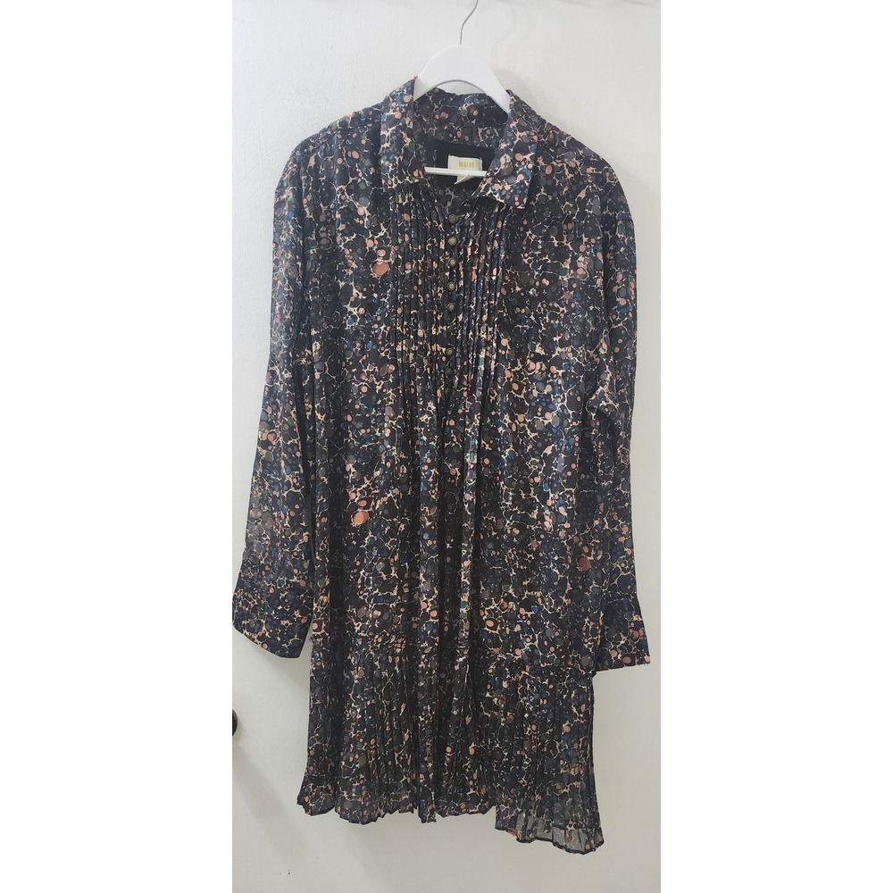 Maeve Anthropologie Multi Color Abstract Print Pintuck Pleated Shirt Dress XL